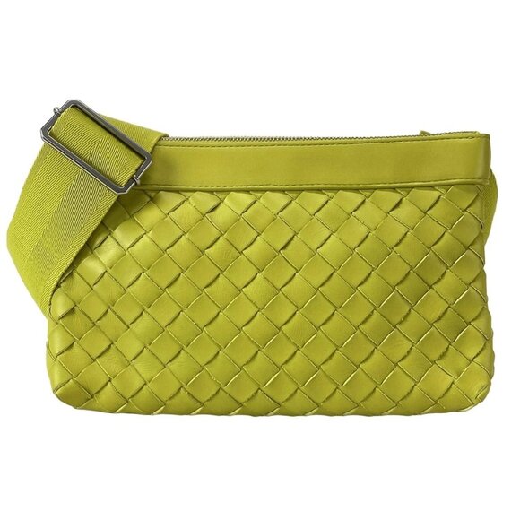 BOTTEGA VENETA Intrecciato Duo Bag - Yellow Green Leather 789-080425 - Picture 1 of 14